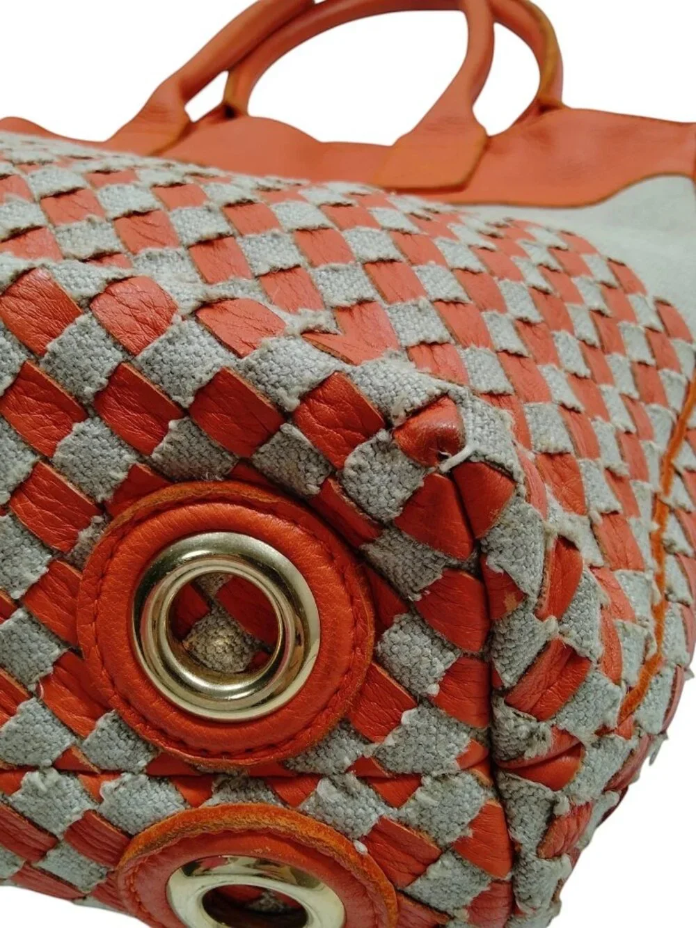 (L4) Bottega Veneta Tote Bag Orange Canvas